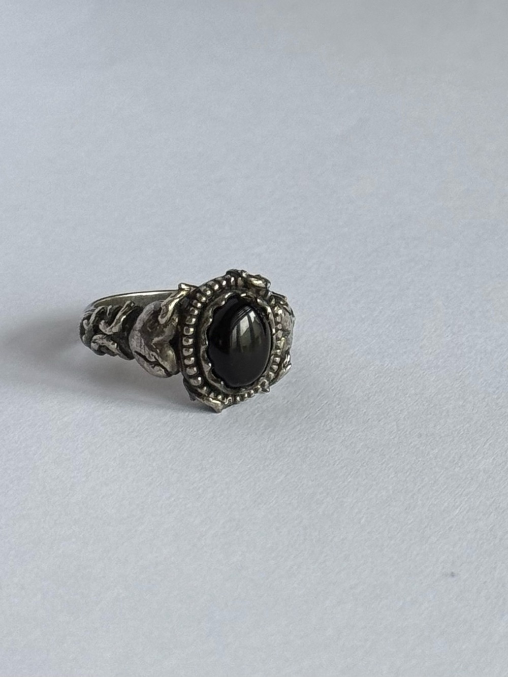 HELLCAT X ONYX: Sterling Silver Ring with Black Onyx Size 7